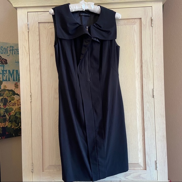 Elie Tahari Black Zip Collar Knee-Length Pencil Dress | Size 2 - Picture 3 of 8